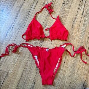 SHEIN Red and White Bikini Set